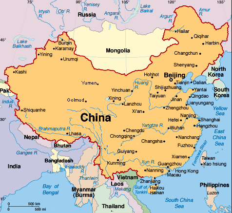china north korea map. Off to China!